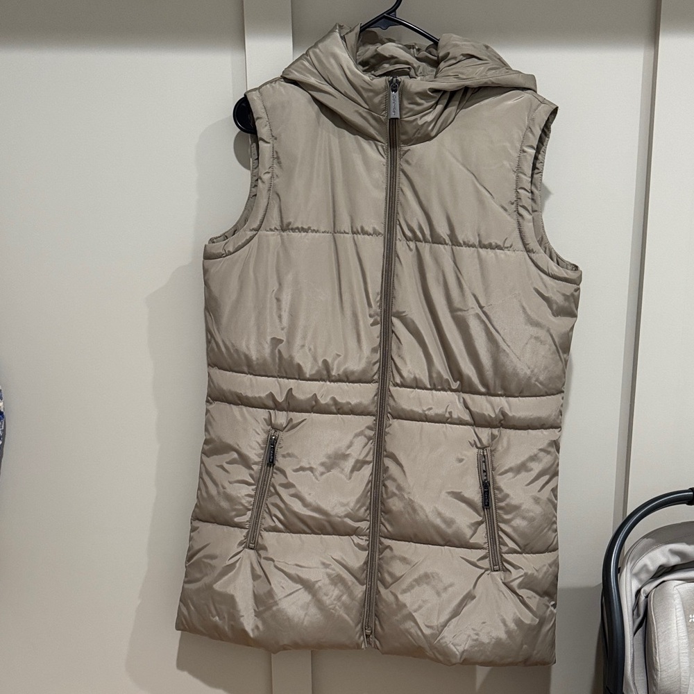Calvin Klein Beige Hooded Puffer Vest
